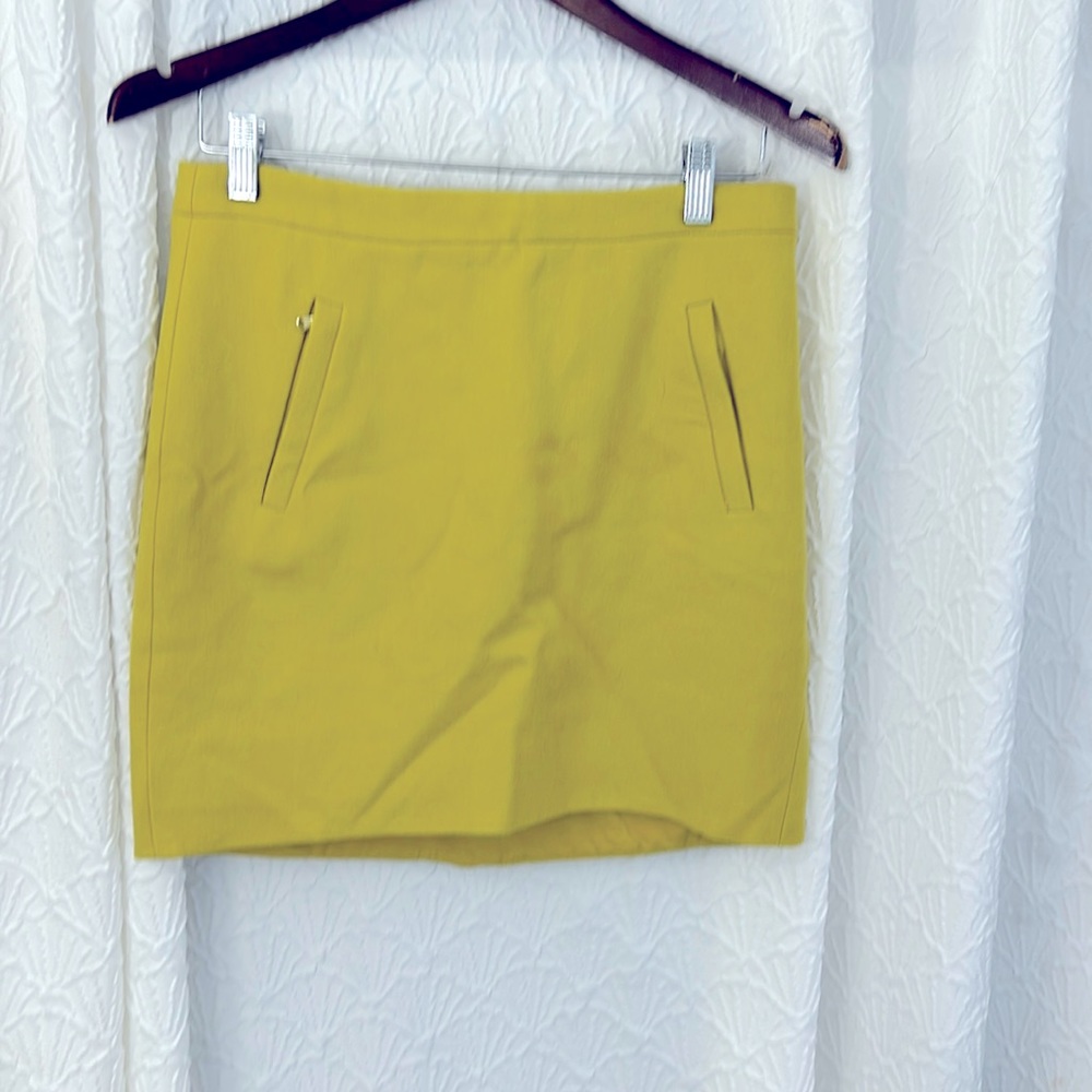 J crew - green/ yellow wool mini shirt